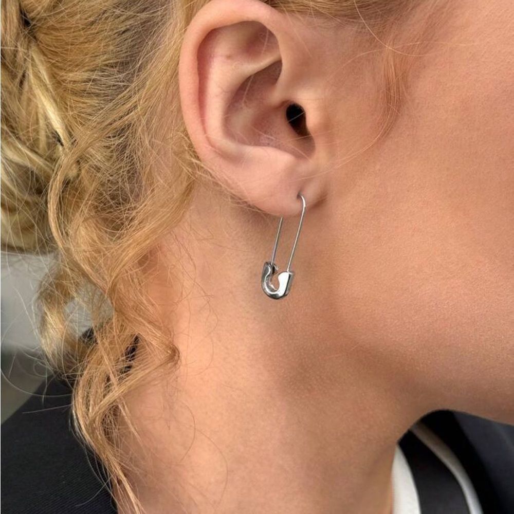 Silver Paperclip Earrings - Picture 5 of 5